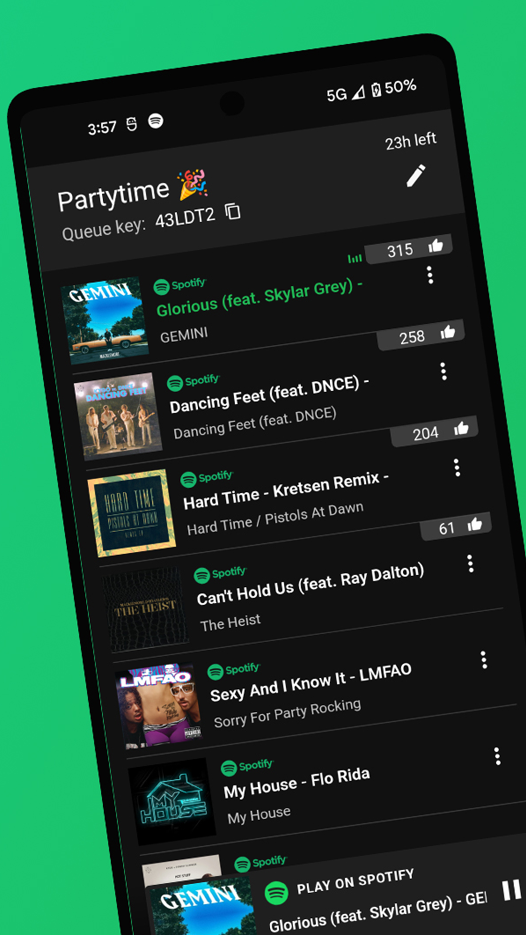 uQueue create a Spotify Radio screenshot