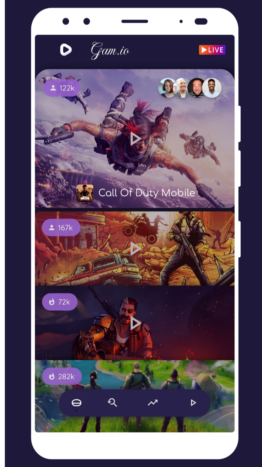 GAM.IO UI IN FLUTTER screenshot