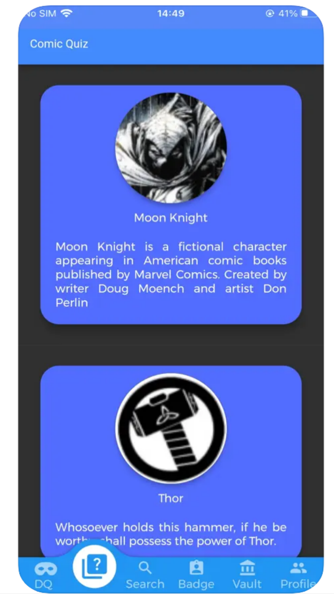 Comic Quiz screenshot
