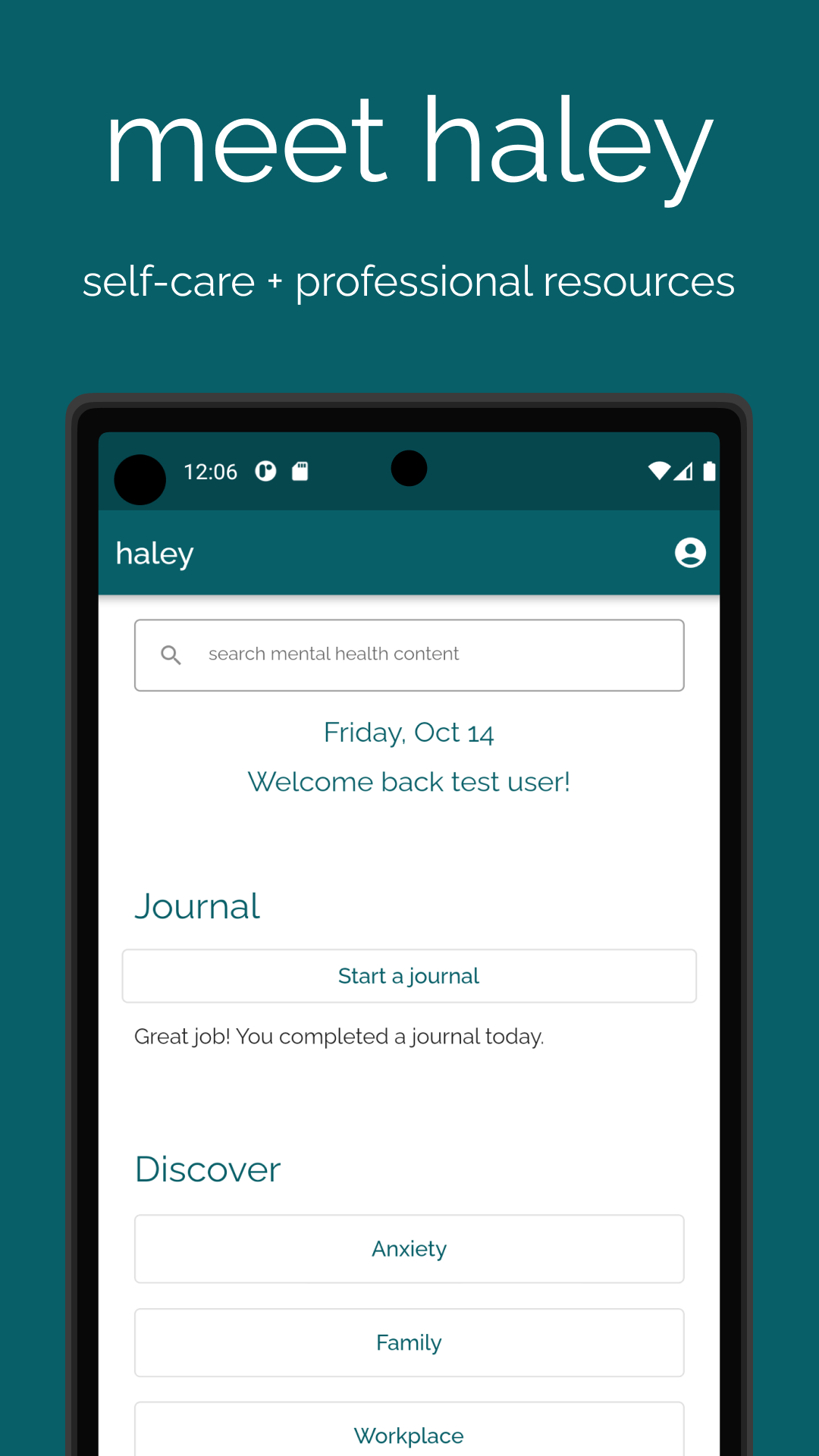 haley: Self-Care & Journal screenshot