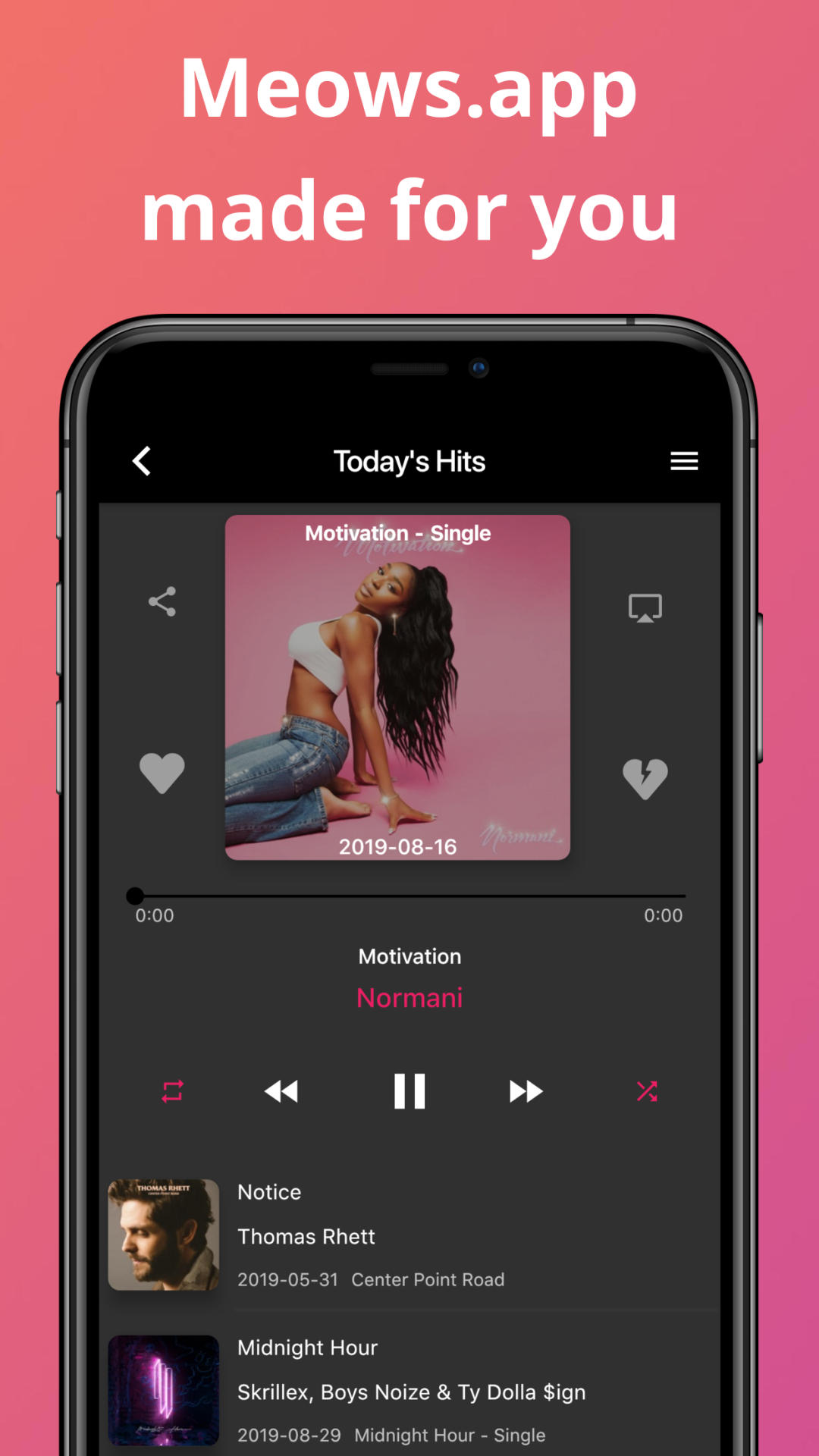 Meows.app - player for Apple Music screenshot