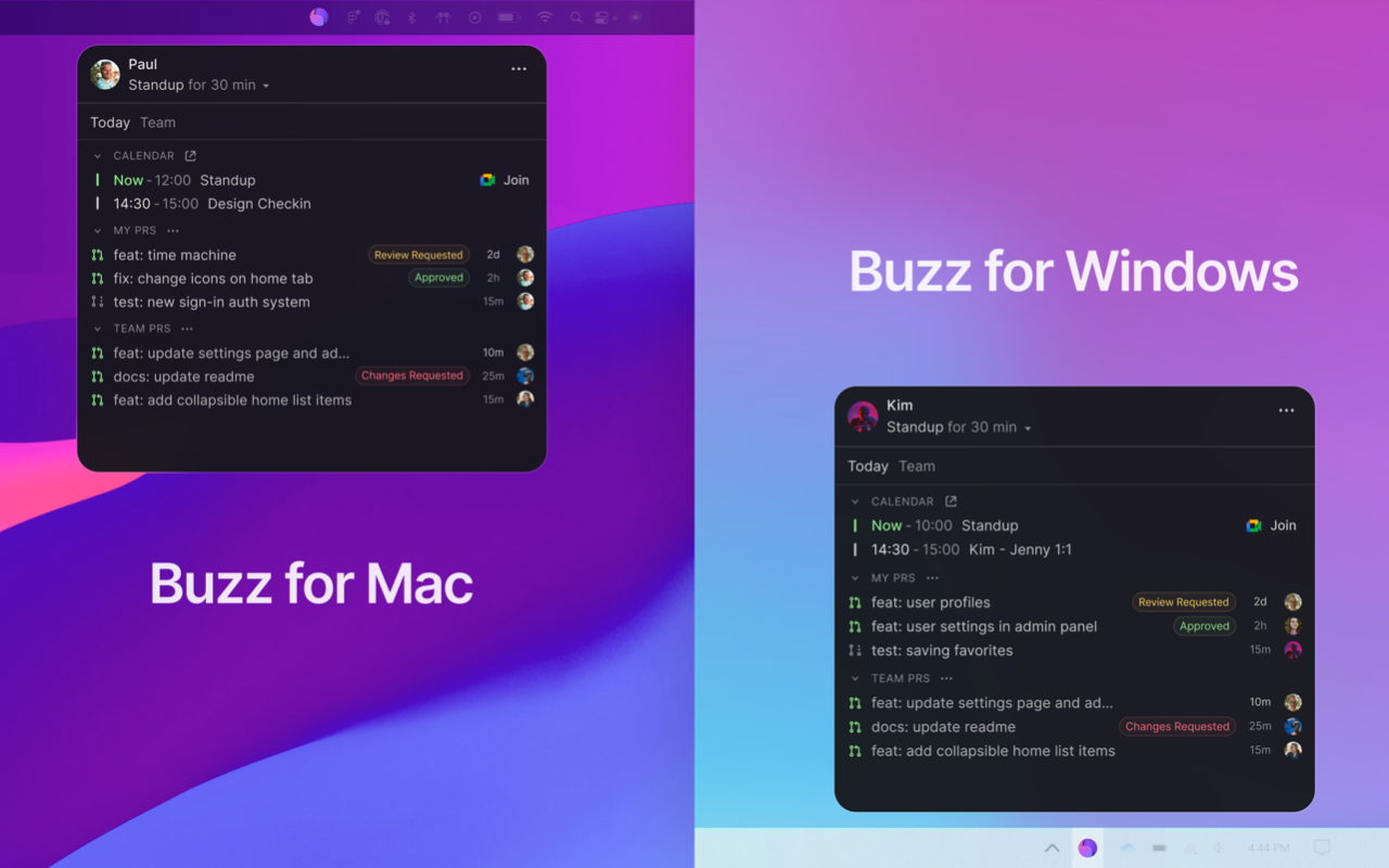 Buzz on desktop