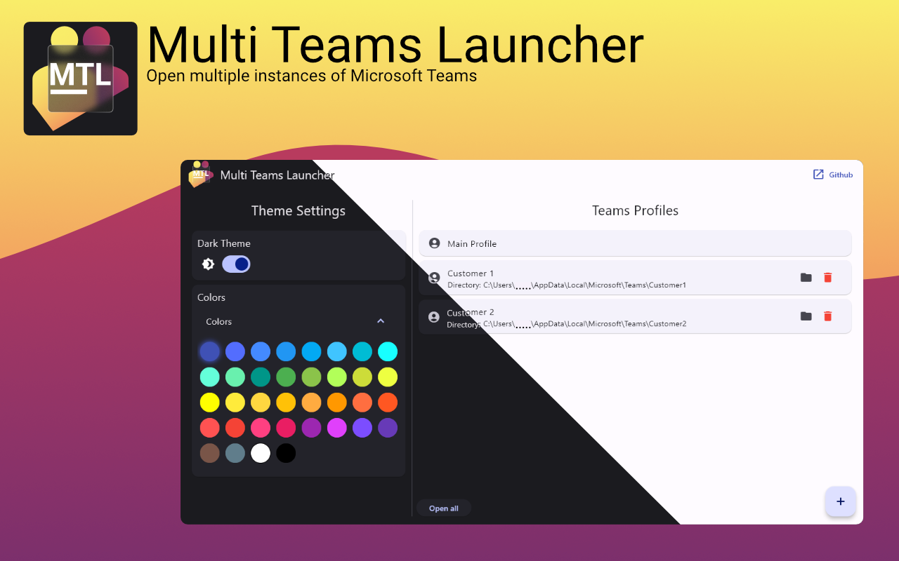 Multi Teams Launcher on desktop