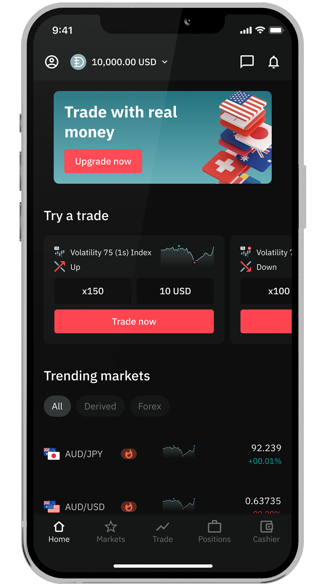 Deriv GO: online trading app screenshot
