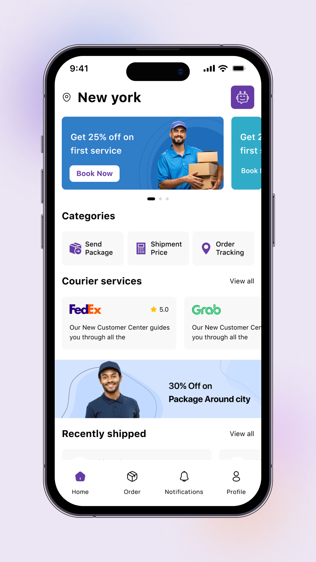 ExpressShip UI Template: SpeedyCourier Delivery App in Flutter 3.x (Android, iOS) UI app template screenshot