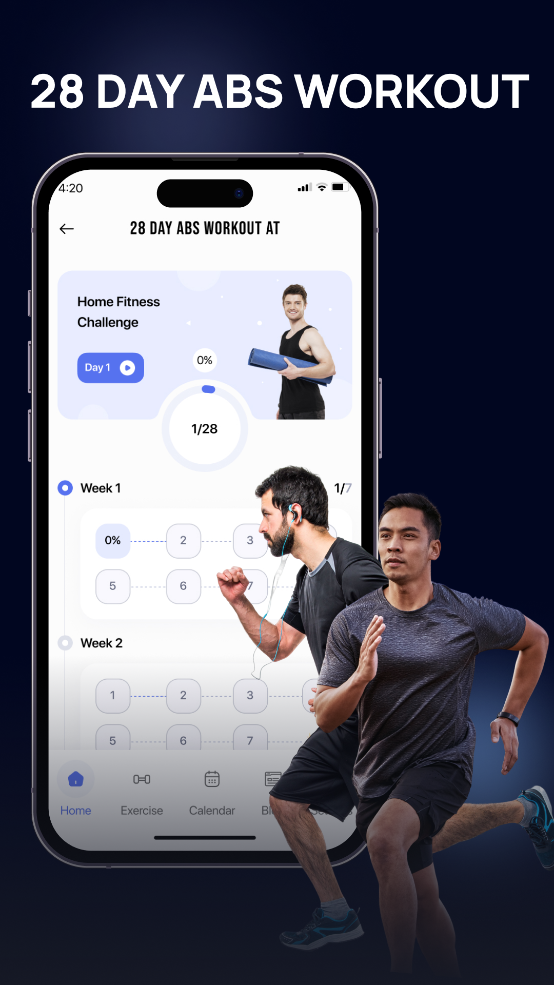 28-Day Home Ab Workout Challenge in Flutter Full app screenshot