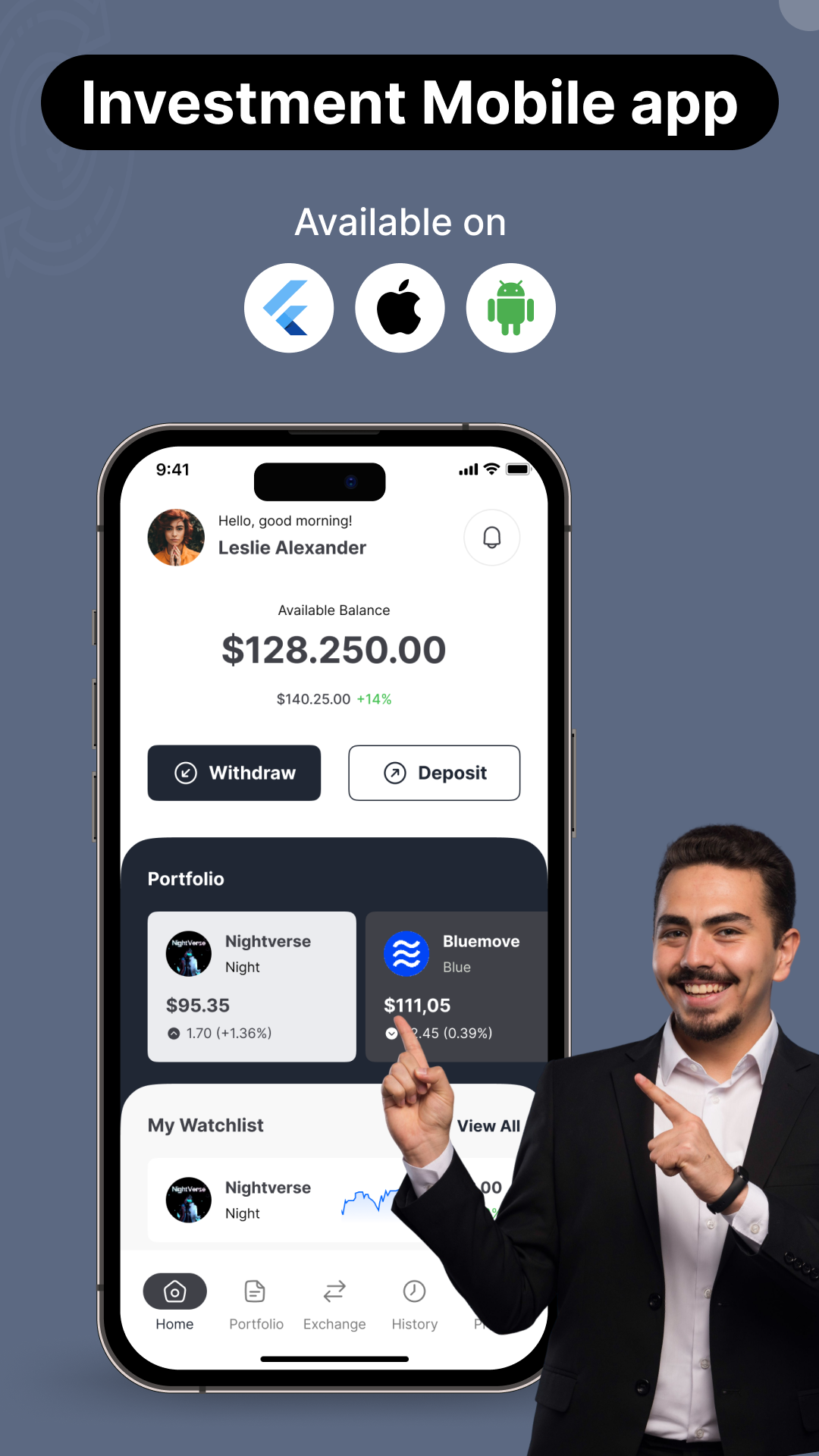 Investment mobile app in Flutter screenshot