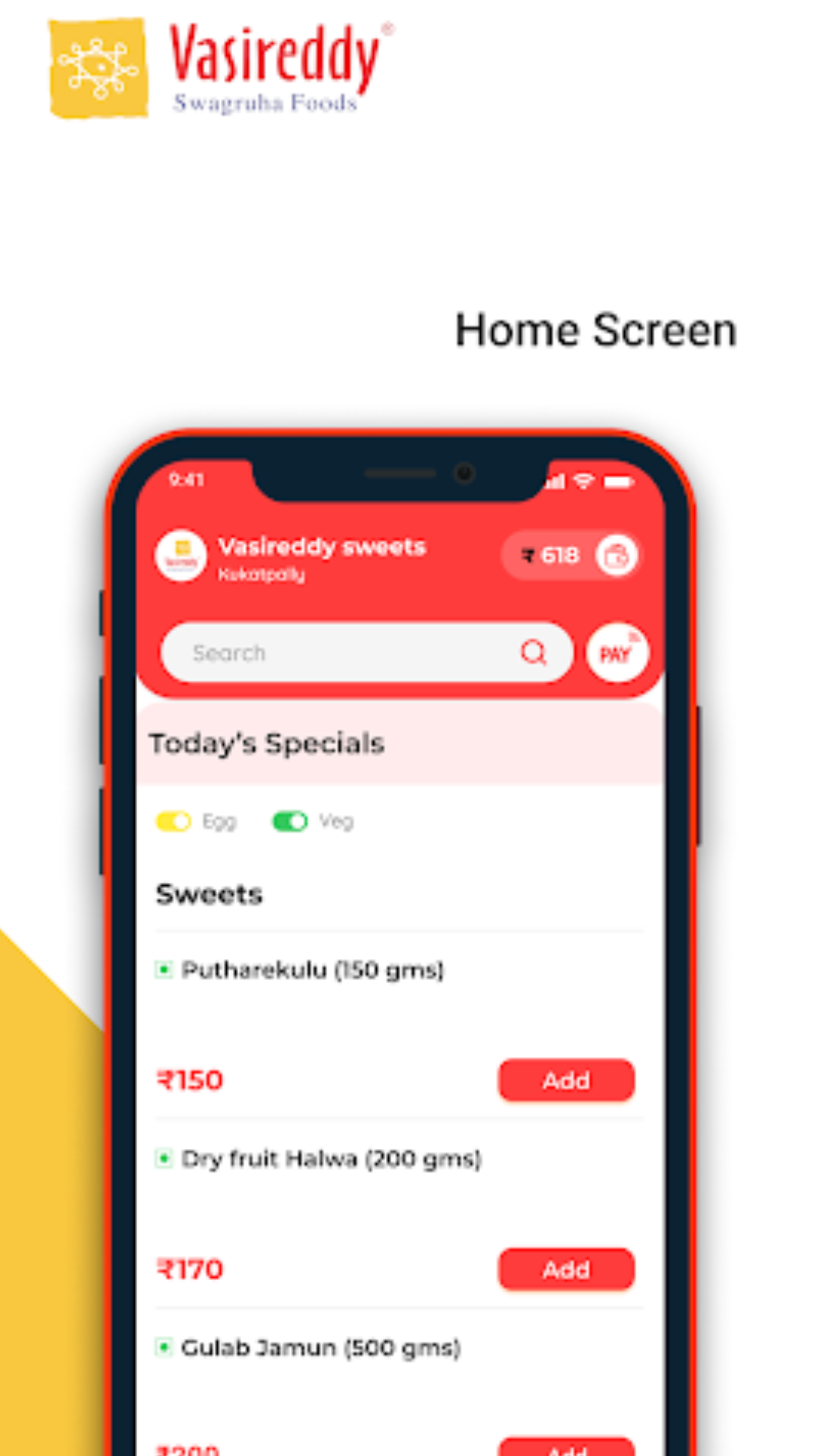 Vasireddy Sweets screenshot