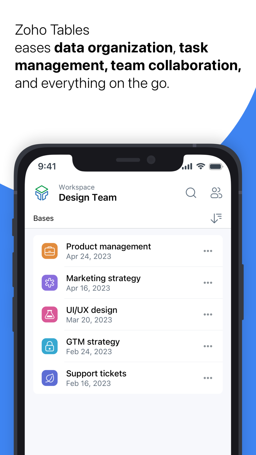 Zoho Tables screenshot