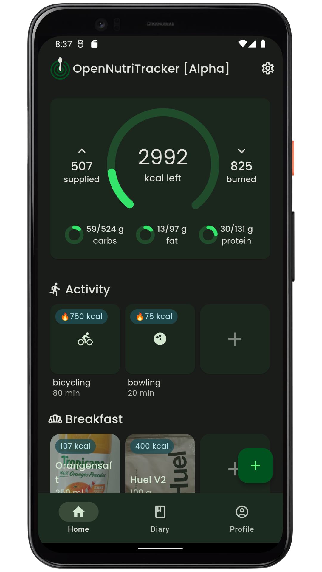 OpenNutriTracker screenshot