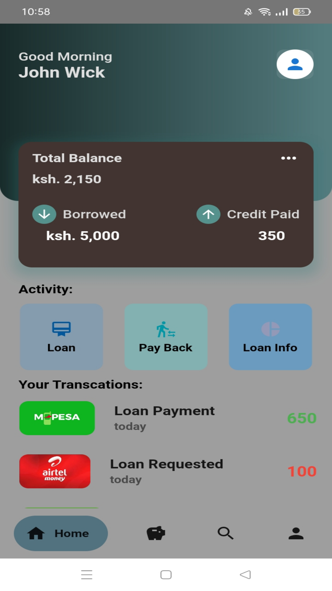 Daily Loan Tracker App screenshot