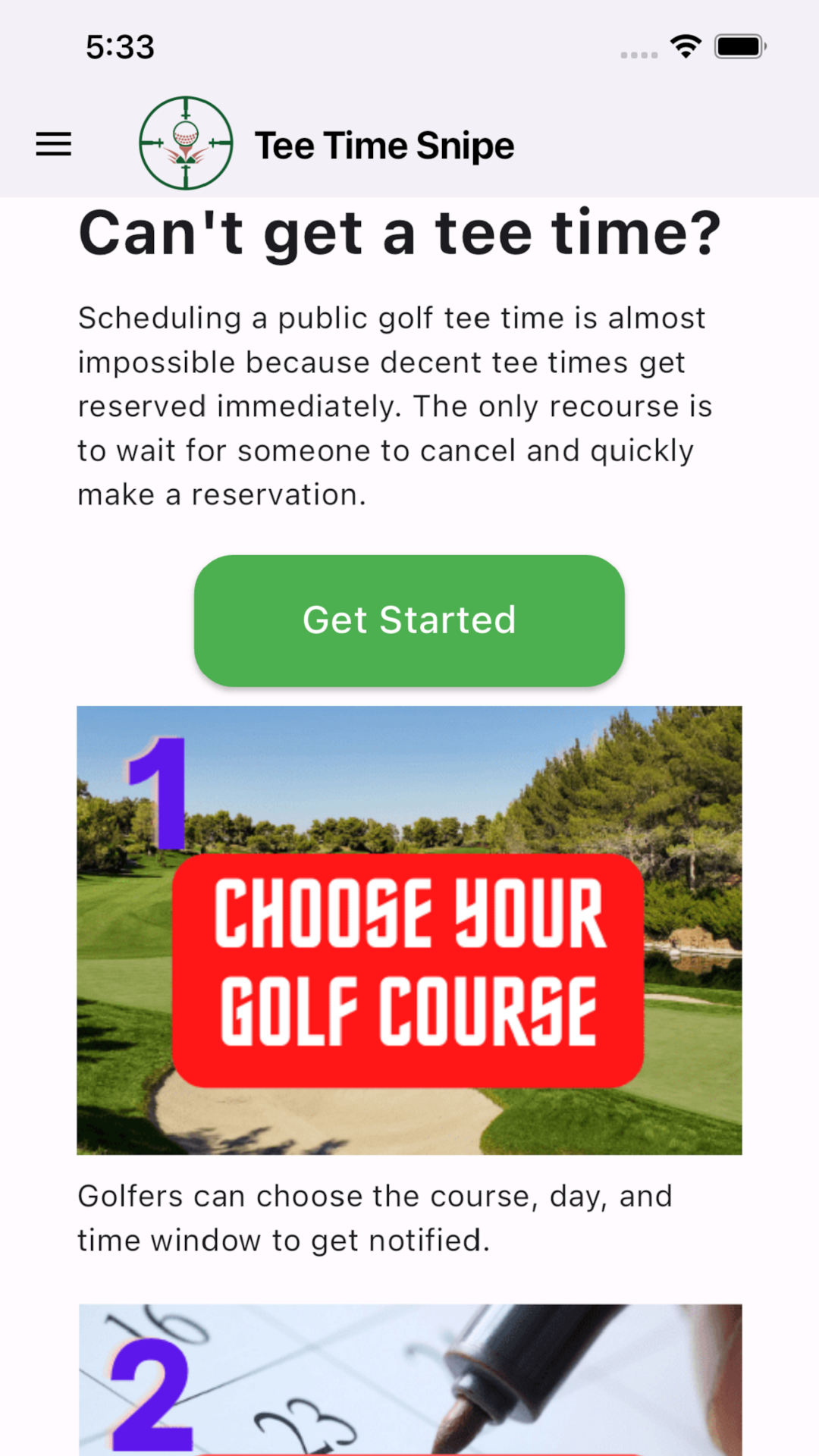Tee Time Snipe Alerts screenshot