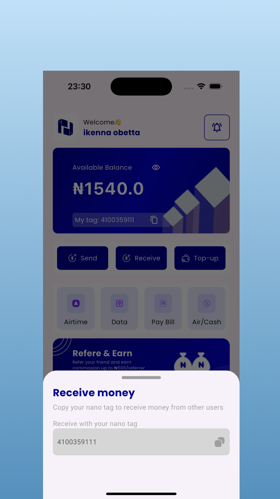 Nanopay Bills payments screenshot