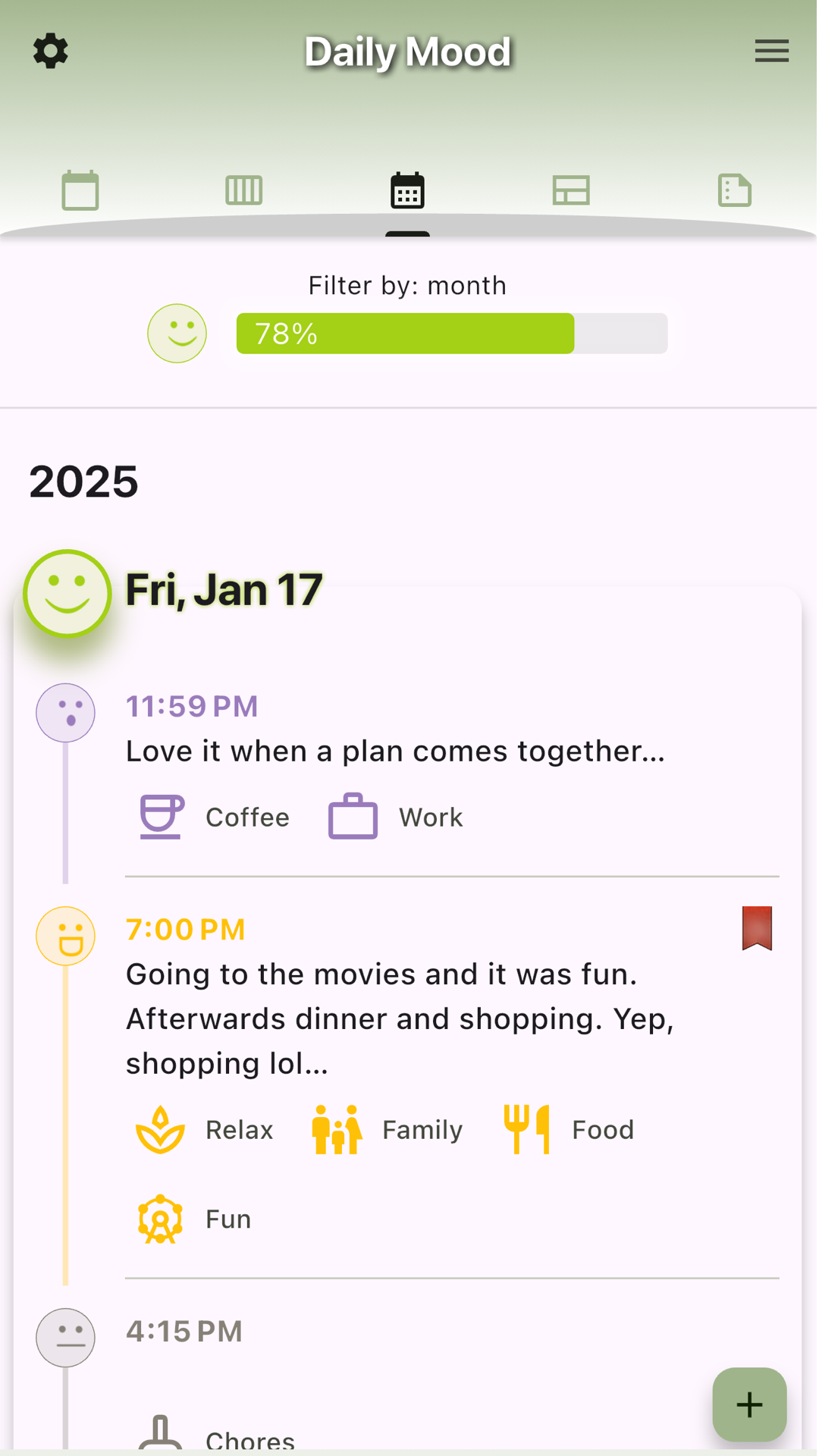 Daily Mood Tracker Journal screenshot