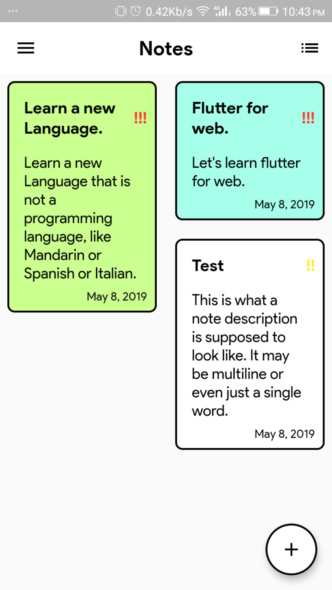 Notes App with Sqlite Database screenshot