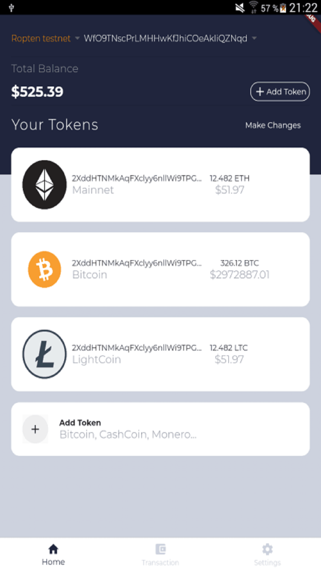 Crypto Wallet UI screenshot