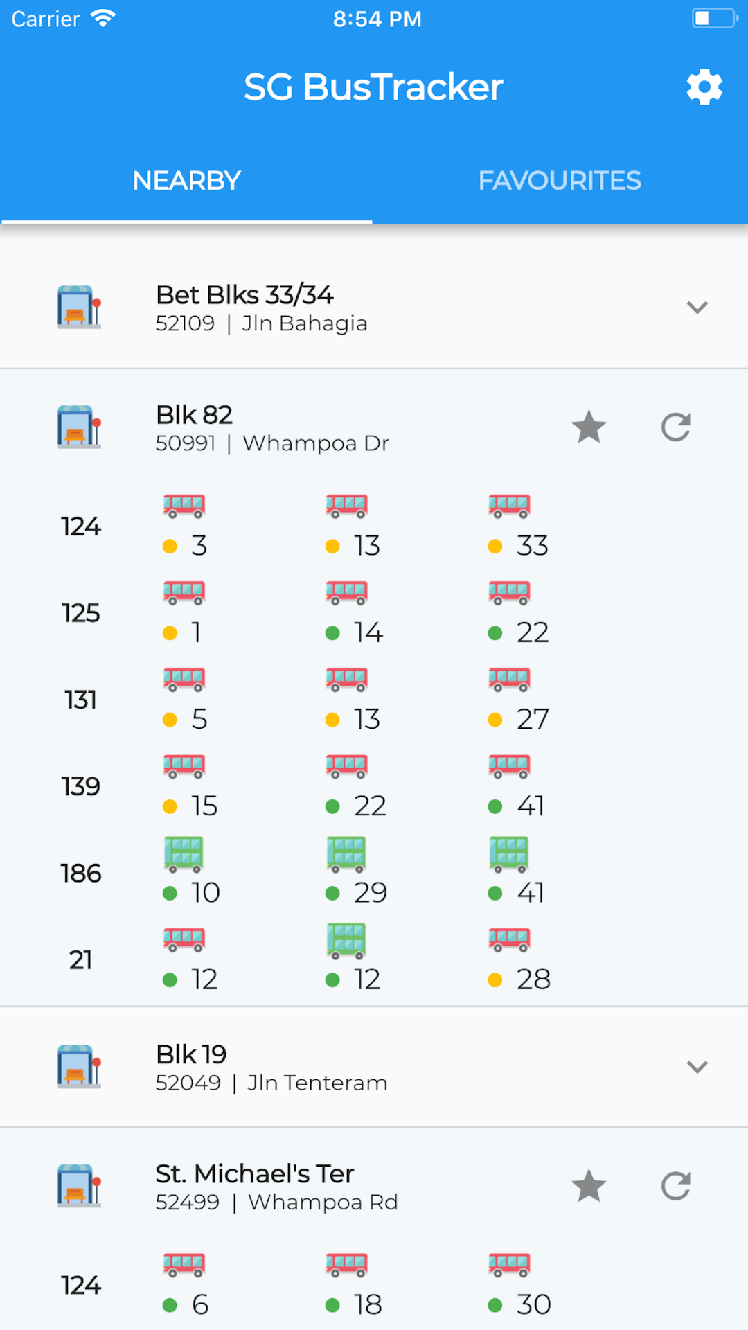 SG BusTracker screenshot