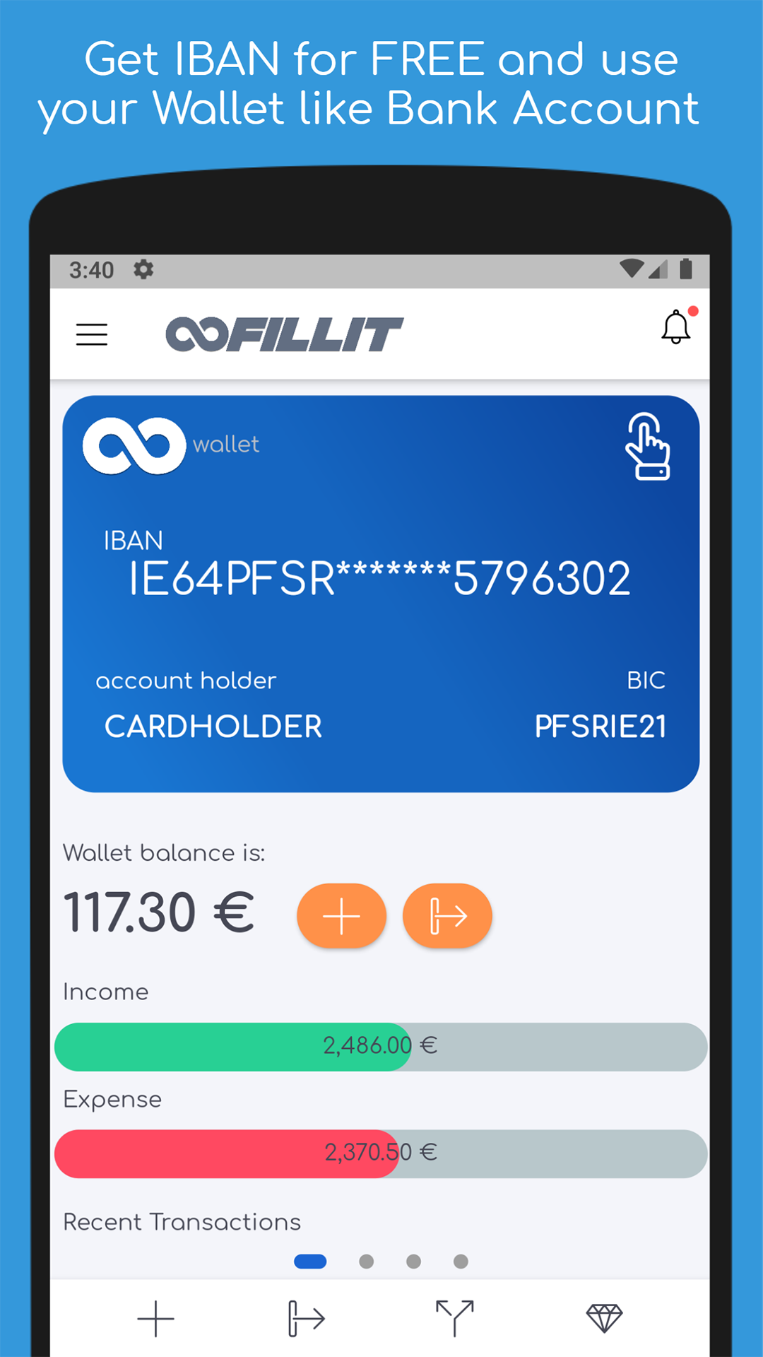 Fillit - Unique Mobile Banking Experience screenshot