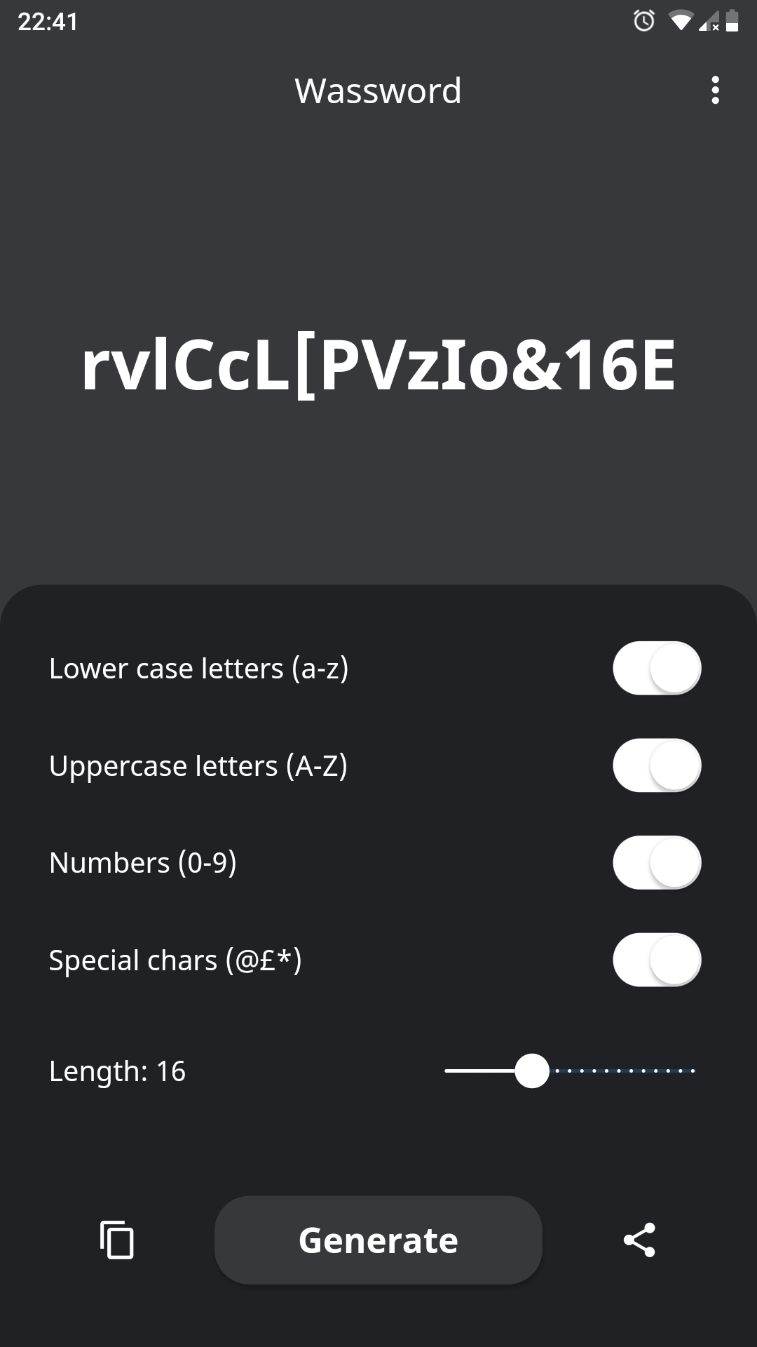 Wassword - Wonderful Password Generator screenshot